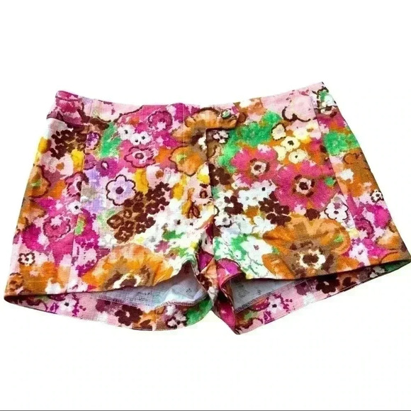 J. CREW WOMENS FLORAL SHORTS•BEAUTIFUL COLORFUL SUMMER SHORTS •BOTTON IS LOOSE• - Picture 1 of 8